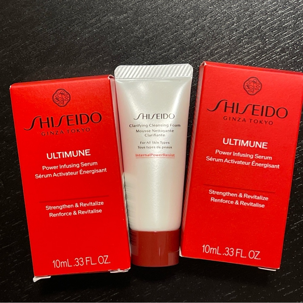 Shiseido Ultimune Serum & Cleanser Set — Red and White